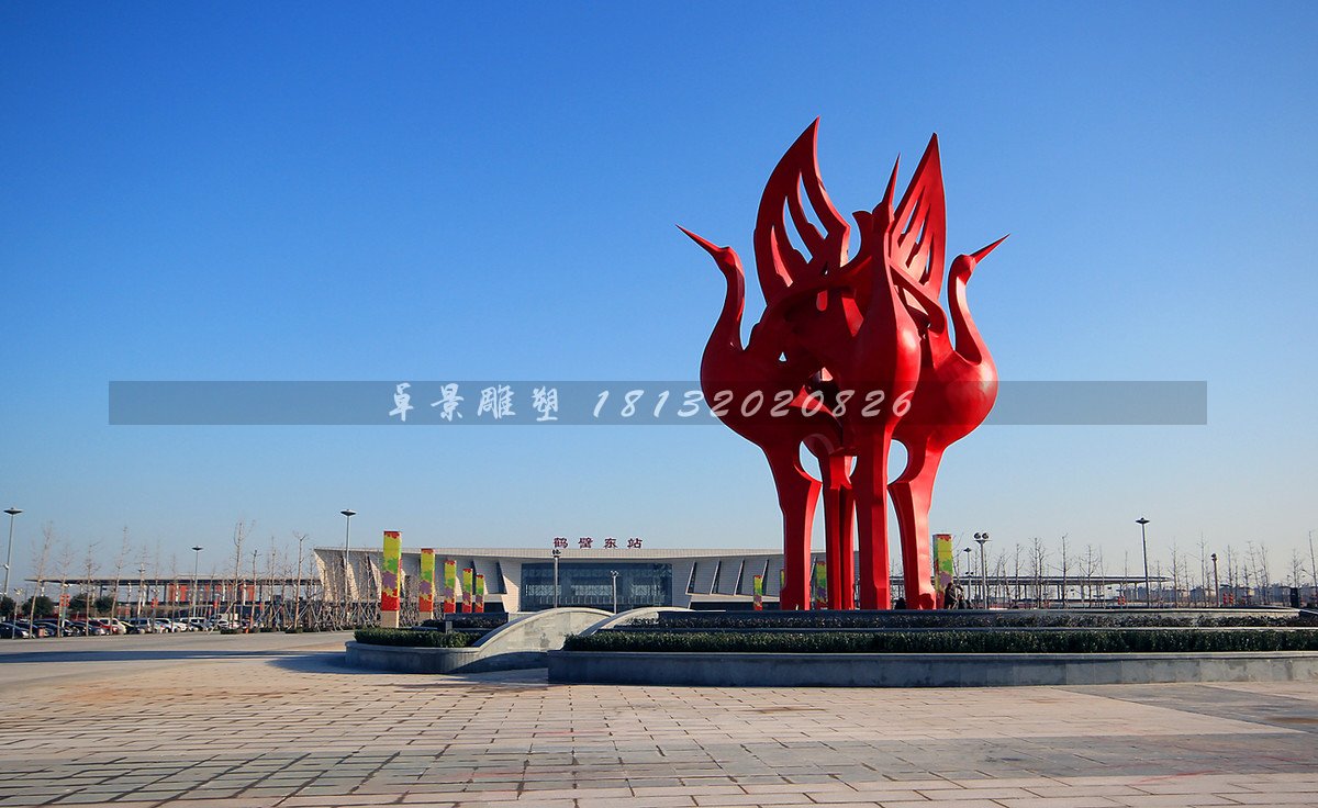 不銹鋼仙鶴雕塑，抽象仙鶴雕塑 (1)