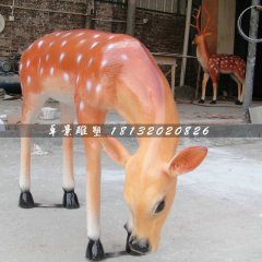 玻璃鋼卡通小鹿雕塑，梅花鹿玻璃鋼