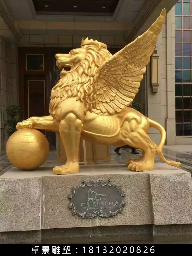 飛獅銅雕，鑄銅飛獅雕塑 (1)