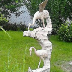 石材仙鶴雕塑，石雕鶴