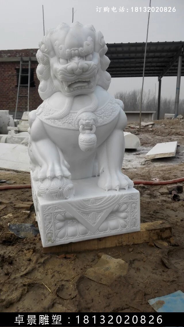 漢白玉獅子雕塑，北京獅漢白玉雕塑 (1)