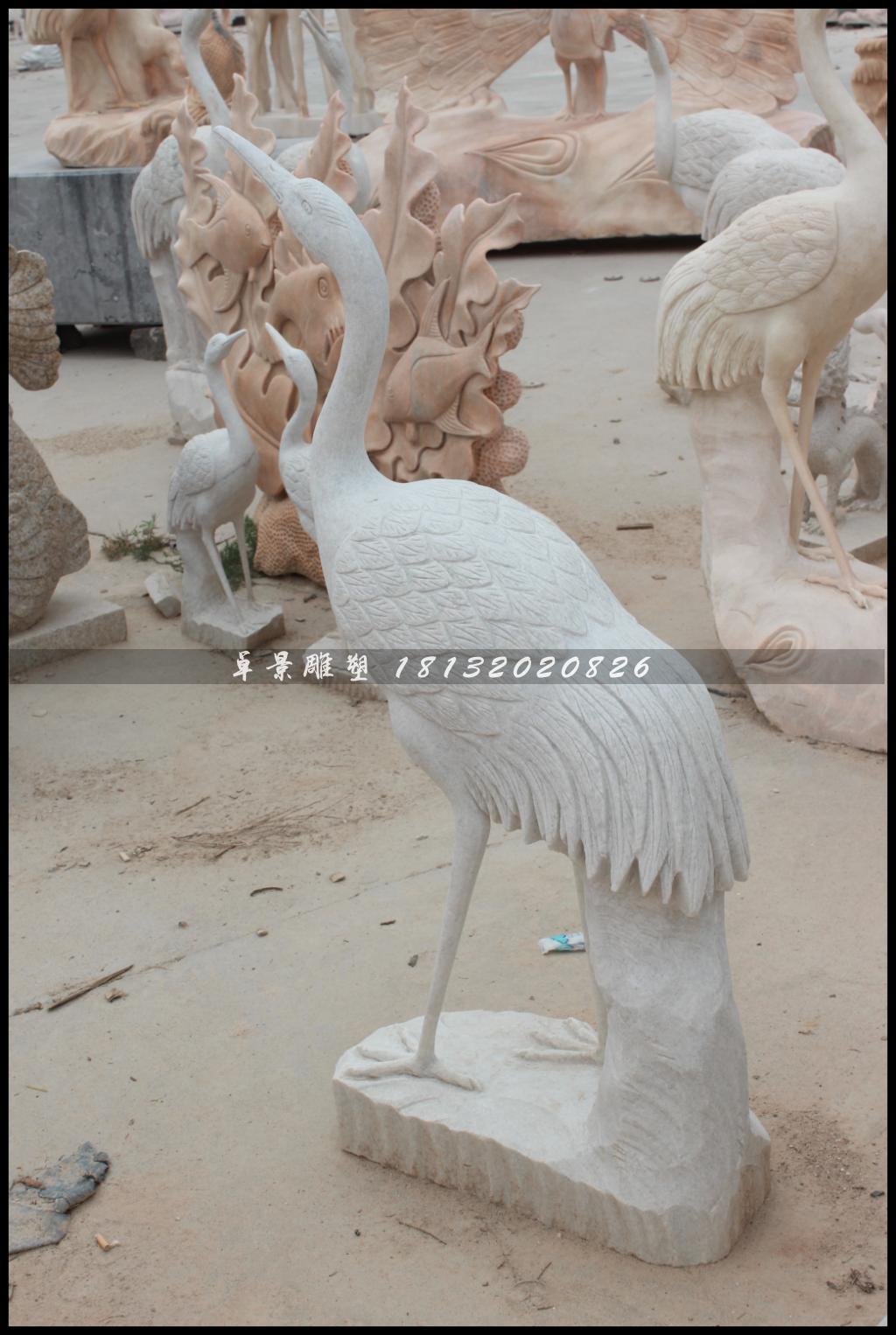 仙鶴石雕，漢白玉仙鶴雕塑 (1)