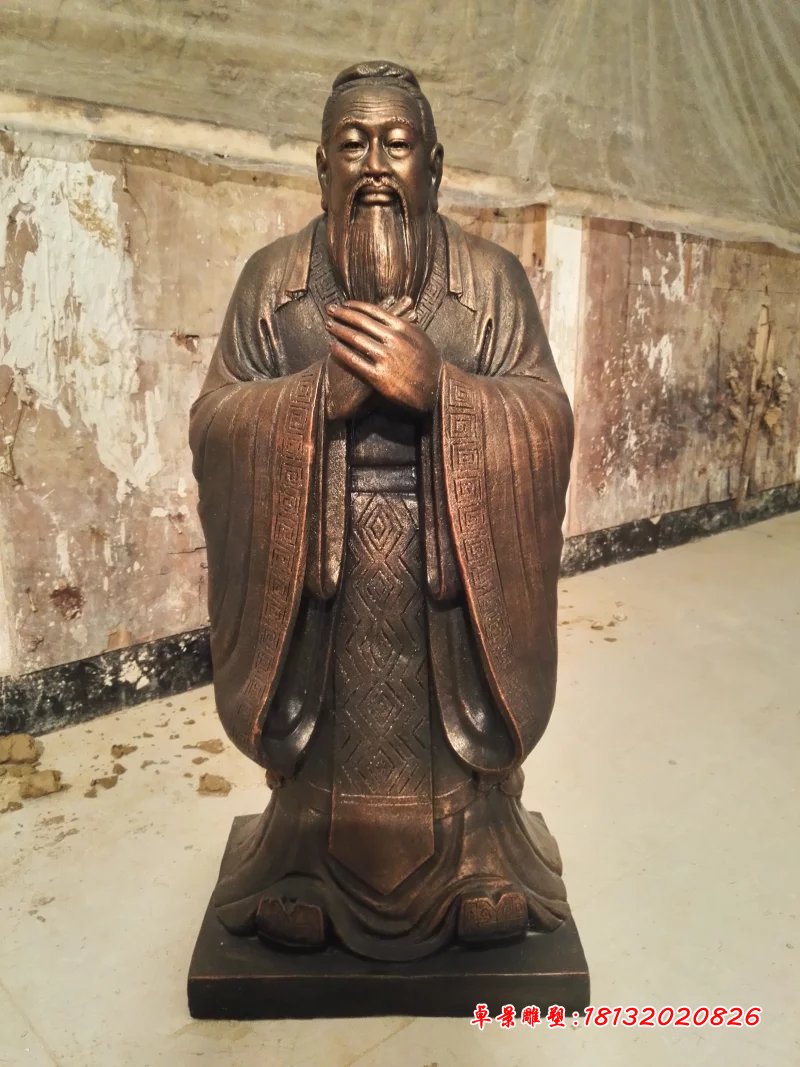 孔子銅雕，鑄銅孔子雕塑，校園名人銅雕 (1)