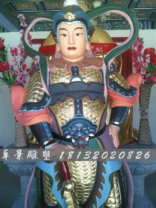 玻璃鋼韋佗護(hù)法雕塑，玻璃鋼彩繪韋佗雕塑