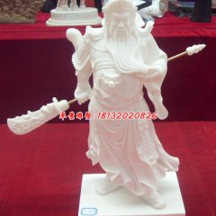 關公石雕，漢白玉精雕關二爺