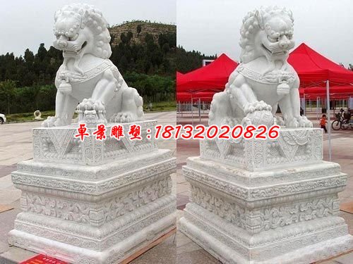 獅子石雕，漢白玉門獅雕塑