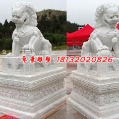 獅子石雕，漢白玉門(mén)獅雕塑