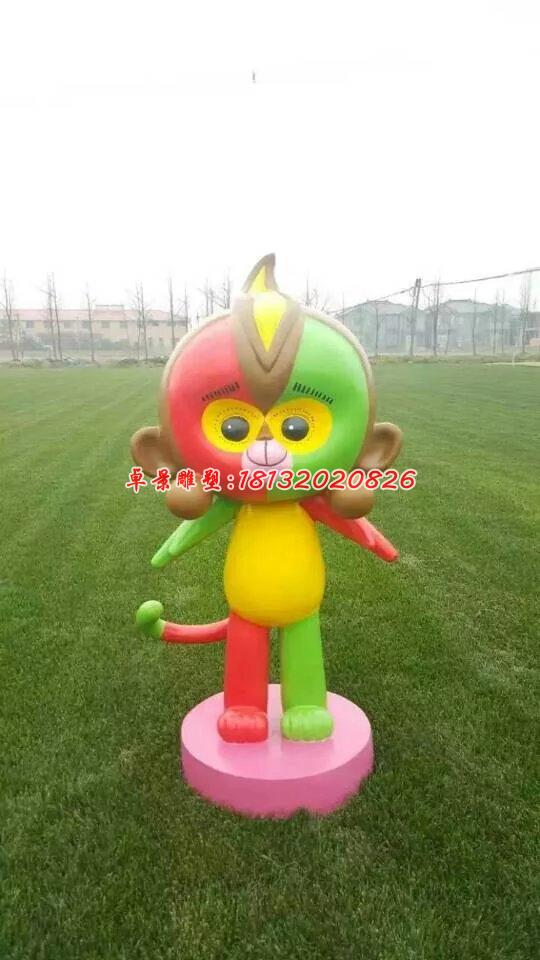 玻璃鋼吉祥物小猴雕塑，卡通雕塑(5)