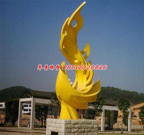 不銹鋼鳳凰雕塑，抽象鳳凰雕塑