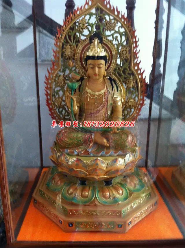 玻璃鋼彩繪西方三圣，坐式佛像雕塑 (2)