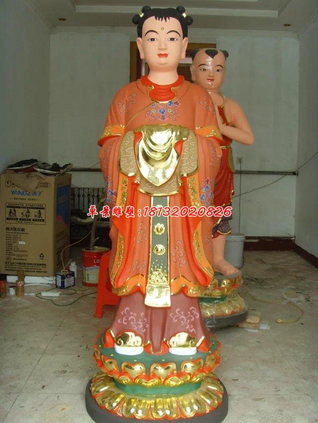 玻璃鋼彩繪龍女雕塑，玻璃鋼彩繪雕塑