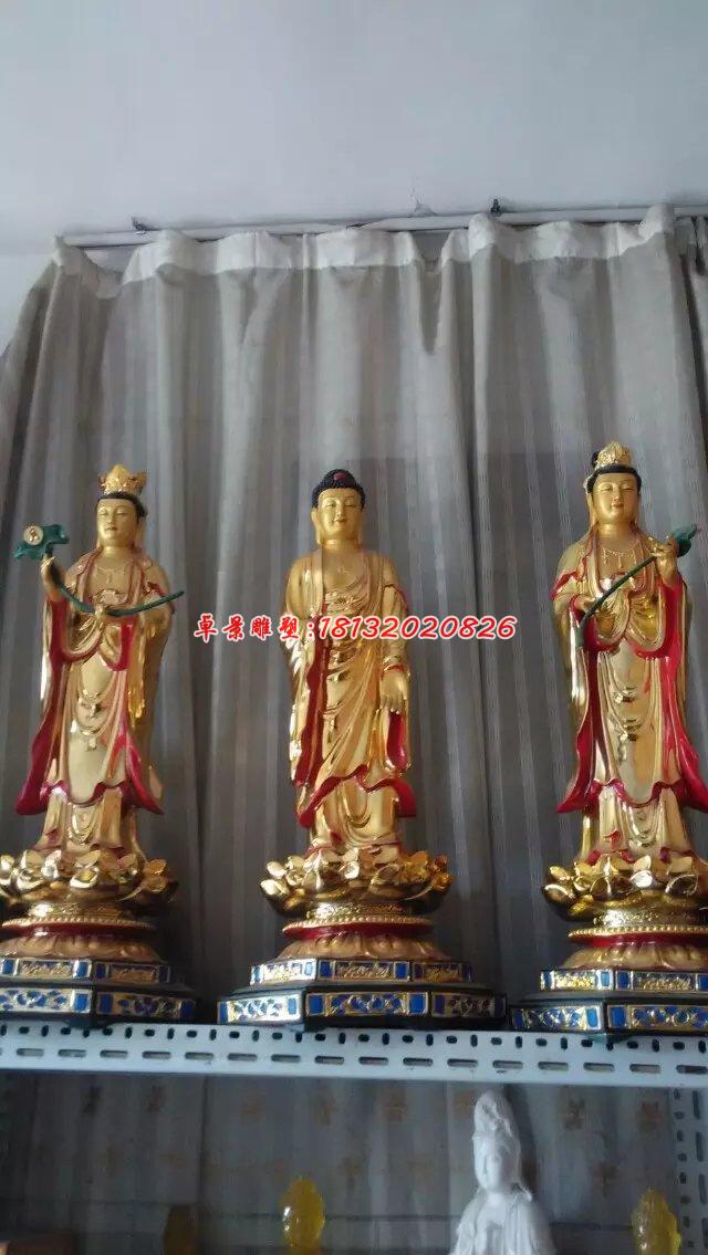 西方三圣銅雕，寺廟銅佛像