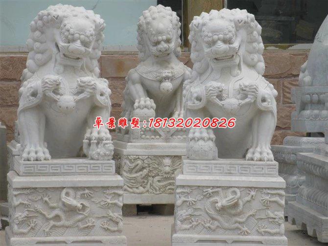 漢白玉石獅子雕塑，石雕看門獅 (2)