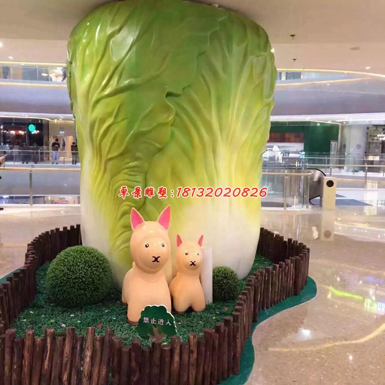 玻璃鋼白菜雕塑，商場(chǎng)玻璃鋼雕塑