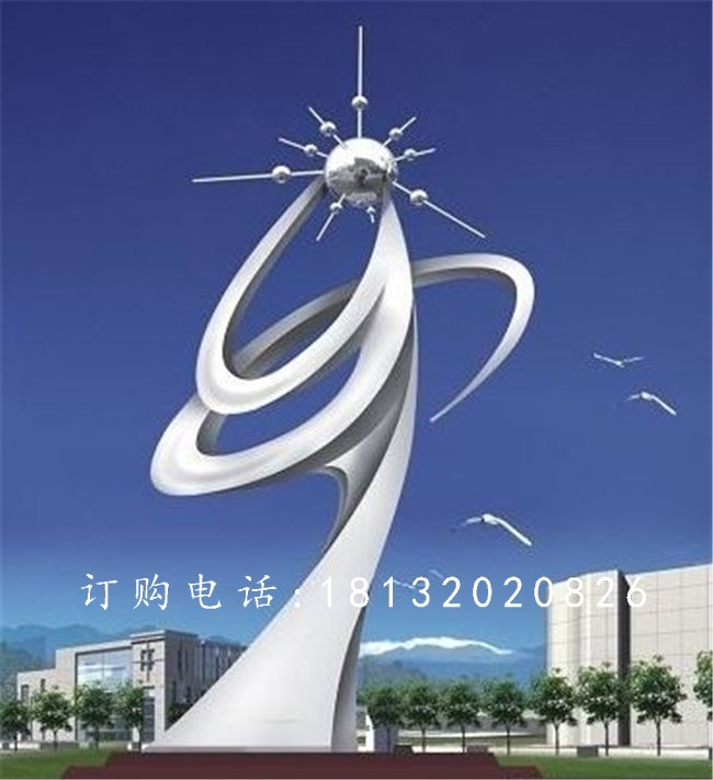 不銹鋼升騰雕塑，不銹鋼企業(yè)抽象雕塑