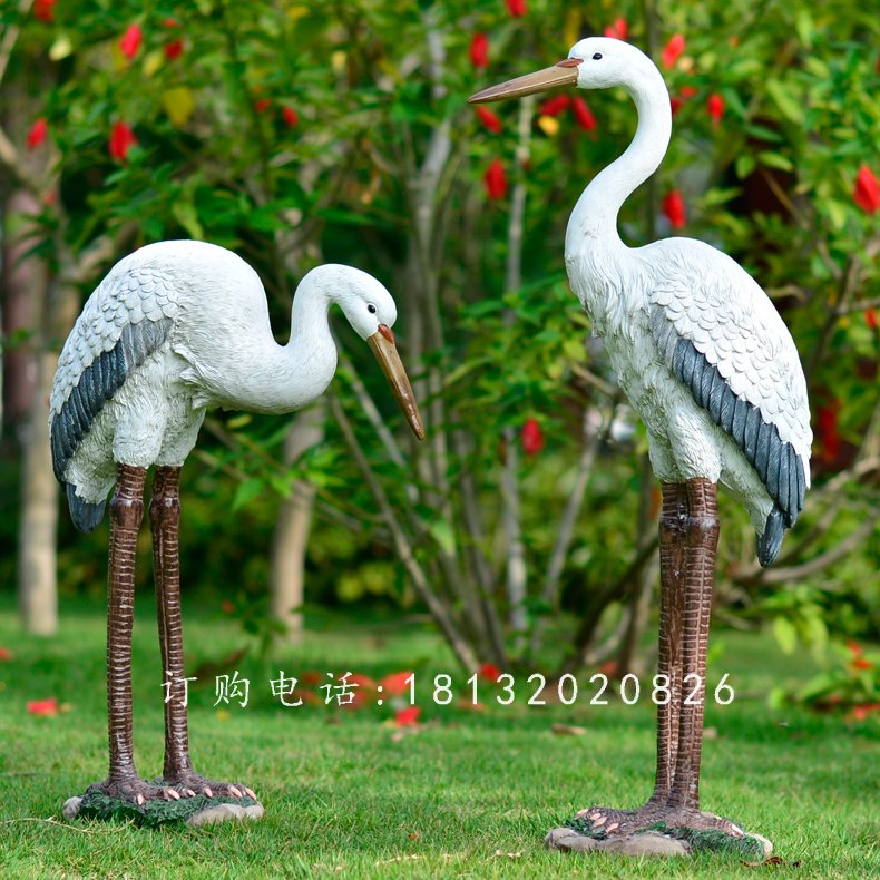 玻璃鋼仙鶴，玻璃鋼仿真仙鶴雕塑 (1)