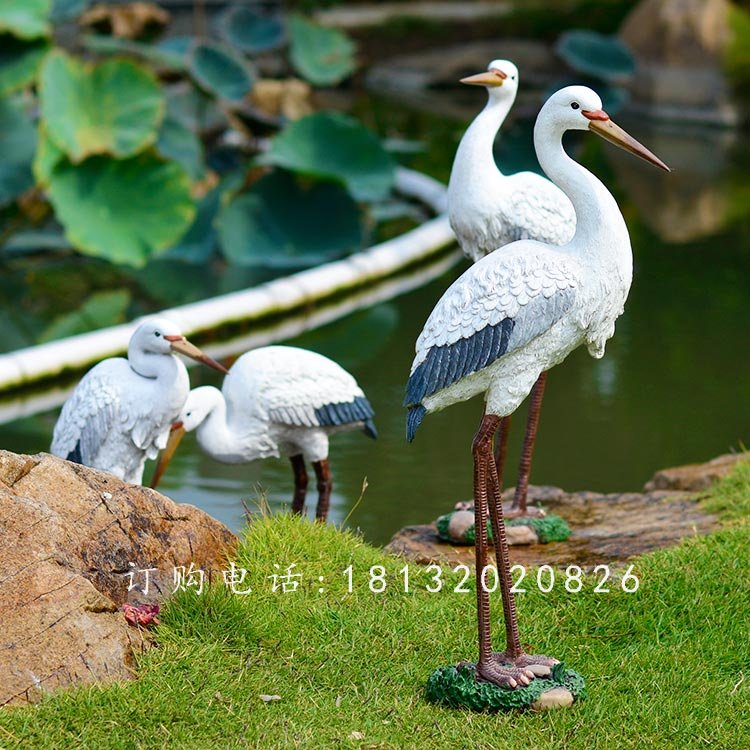 玻璃鋼仙鶴，玻璃鋼仿真仙鶴雕塑 (2)