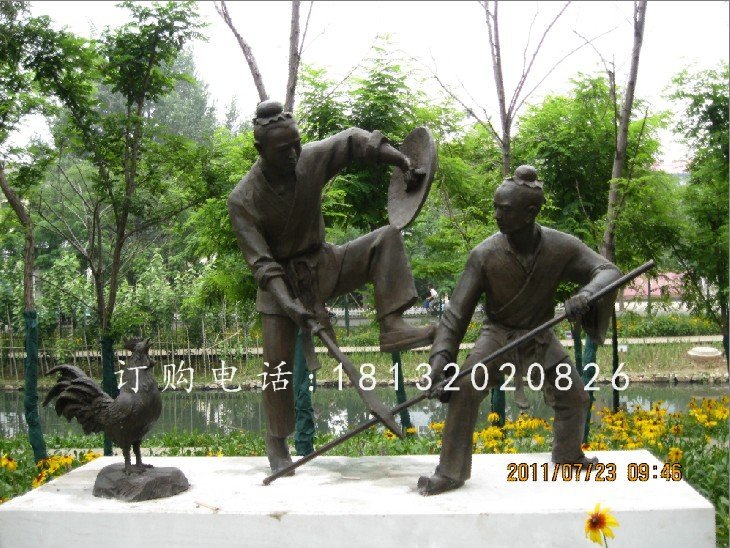 比武銅雕，古代人物銅雕
