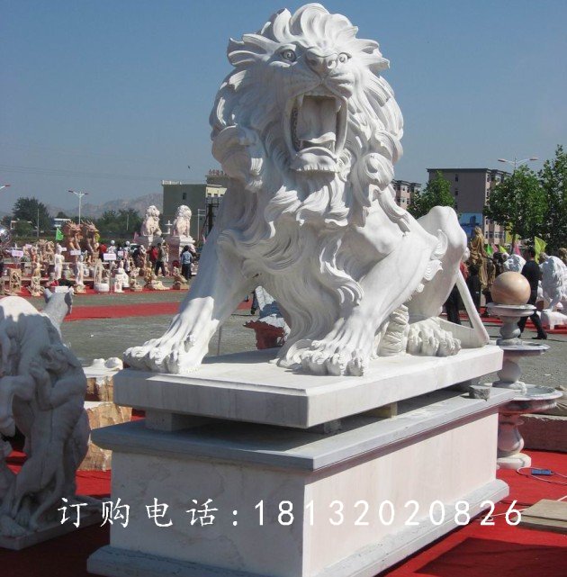 石雕獅子，石雕動物雕塑 (2)