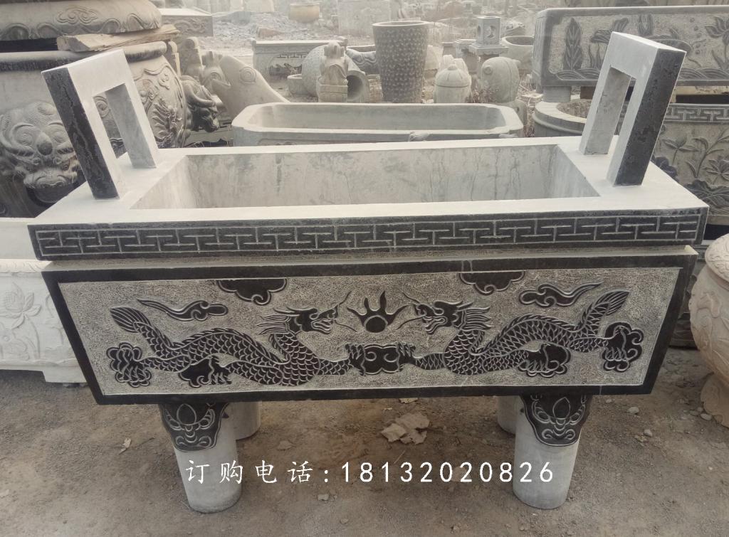石雕香爐，青石香爐，寺廟方形香爐 (1)