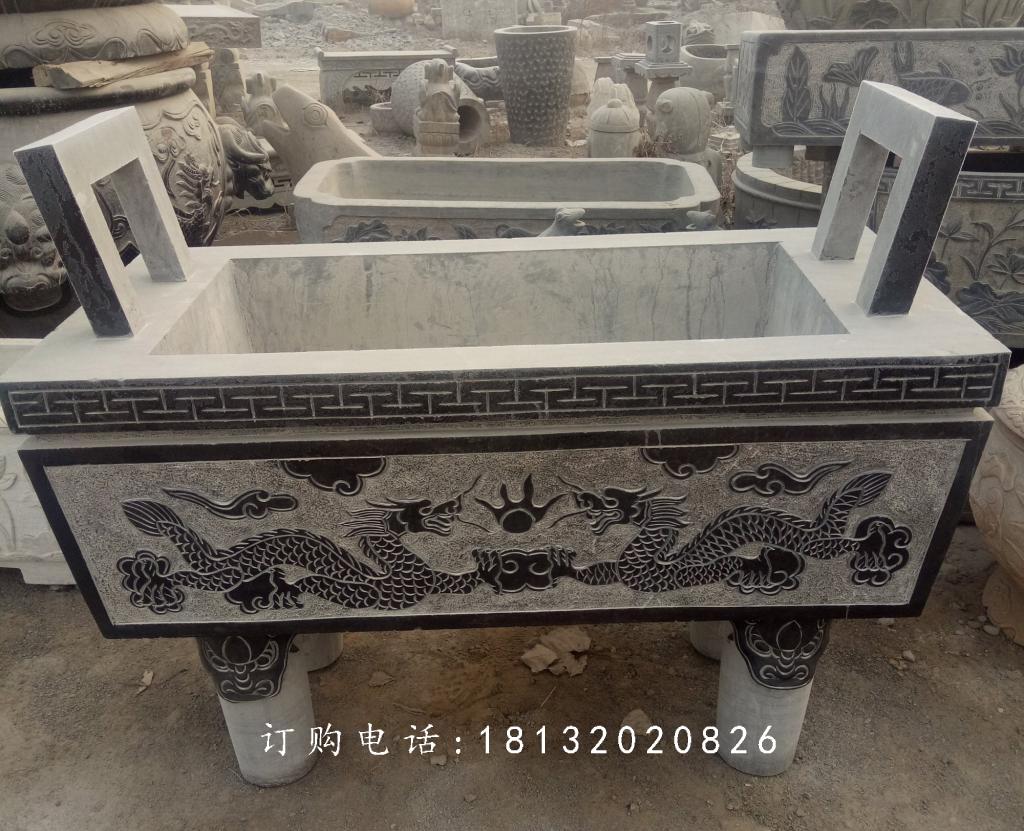 石雕香爐，青石香爐，寺廟方形香爐 (2)