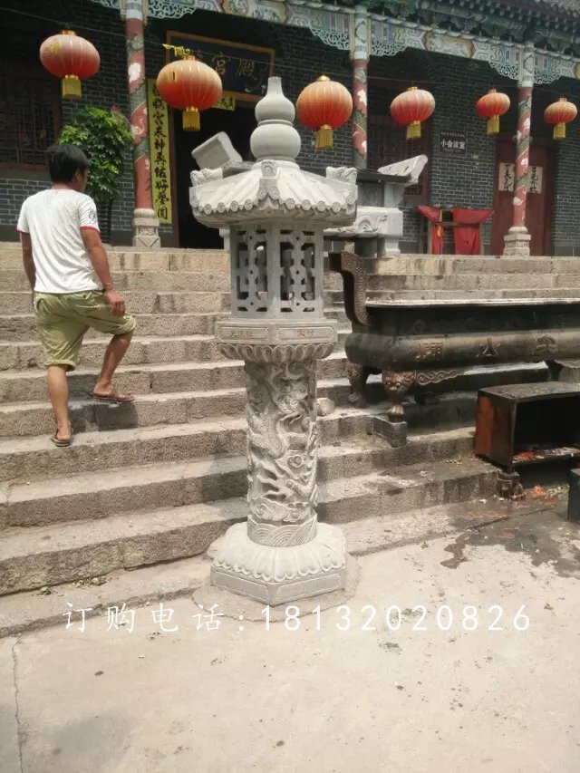 石雕燈，青石宮燈雕塑