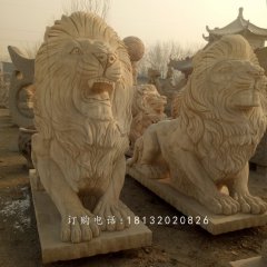 趴著的匯豐獅石雕，公園動(dòng)物石雕