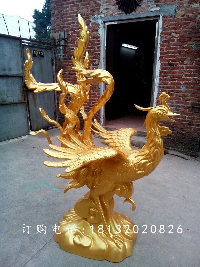 玻璃鋼鳳凰，玻璃鋼仿銅動物