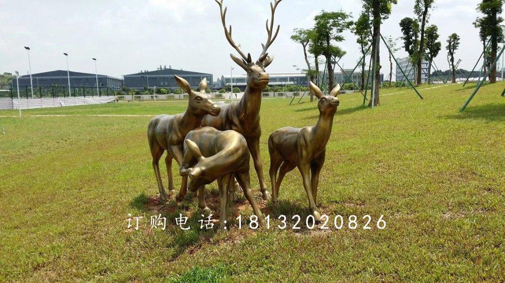 梅花鹿銅雕，園林景觀銅雕，公園動物銅雕