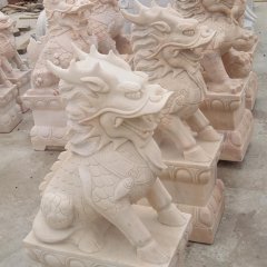 麒麟雕塑，晚霞紅麒麟石雕