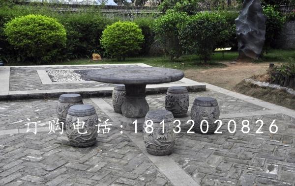 青石圓桌圓凳，仿古石桌凳