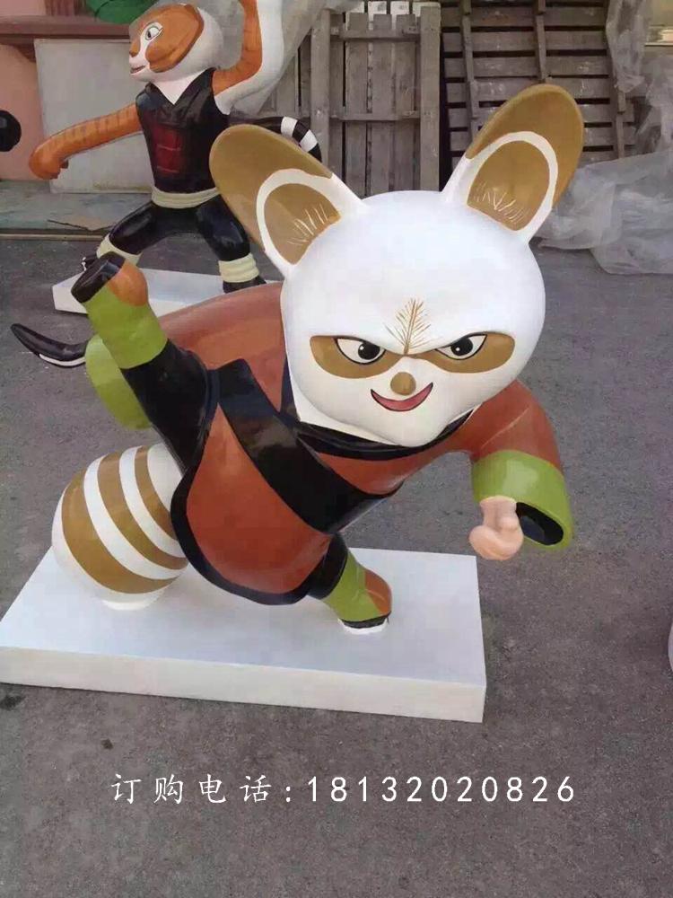 玻璃鋼功夫熊貓雕塑，卡通動物雕塑 (1)