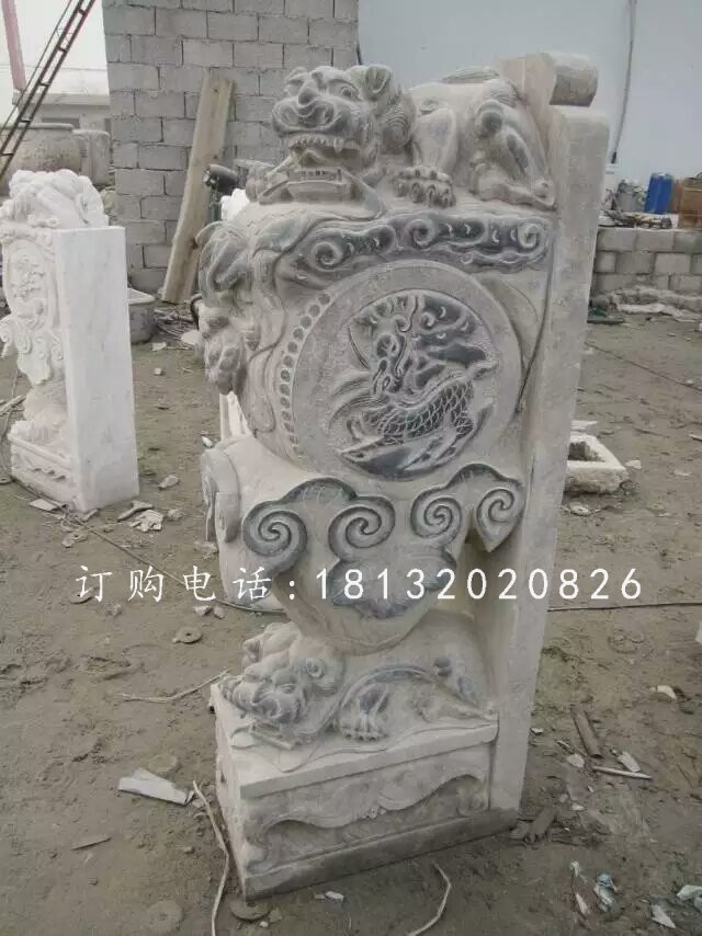 獅子門墩雕塑，仿古石雕門墩 (1)