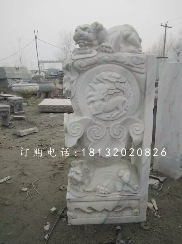 獅子門墩雕塑，仿古石雕門墩 (2)