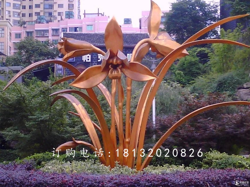 不銹鋼蘭花雕塑，廣場(chǎng)不銹鋼花卉雕塑 (1)
