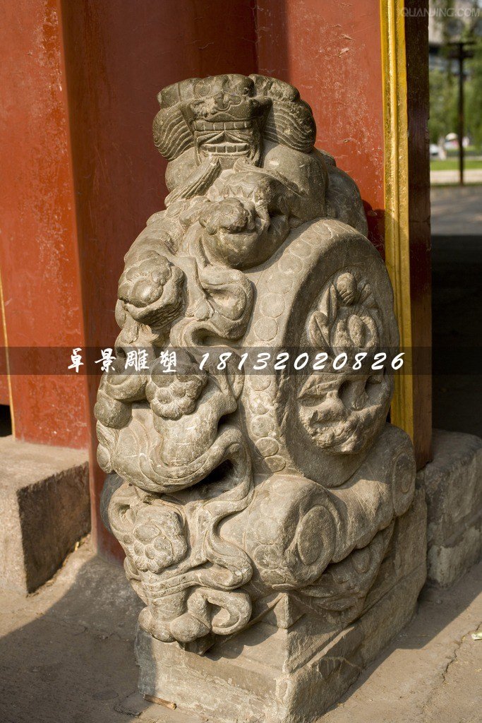 抱鼓石雕塑，仿古石門墩雕塑