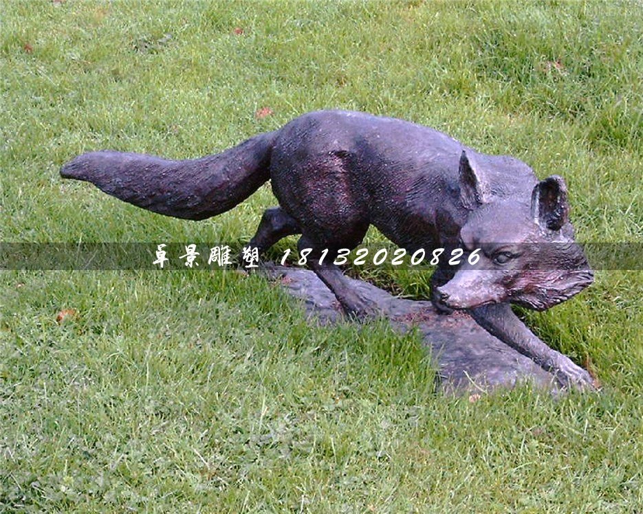 狐貍銅雕，公園動物銅雕