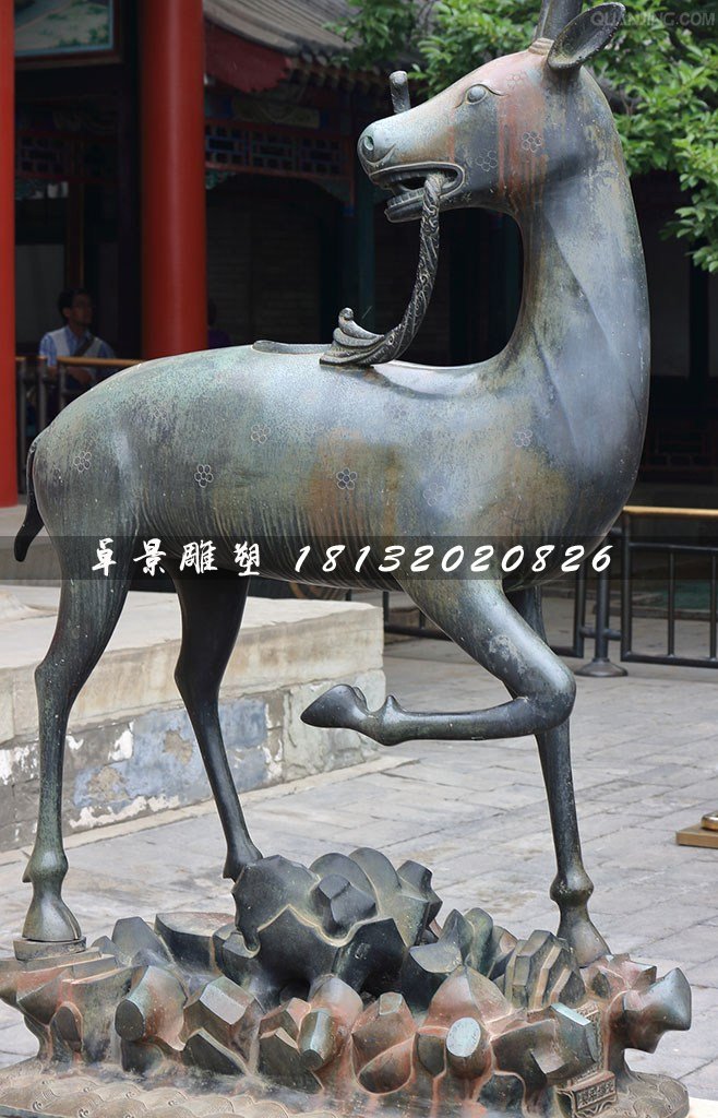 梅花鹿銅雕，動(dòng)物銅雕