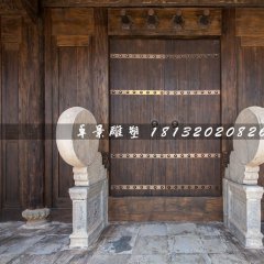 門鼓石雕，大理石門墩雕塑