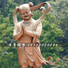 善財(cái)童子銅雕，寺廟善財(cái)童子銅雕