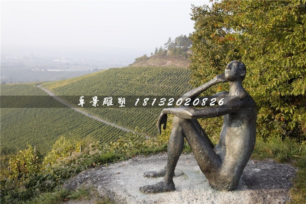 思考銅雕，抽象人物銅雕 (1)
