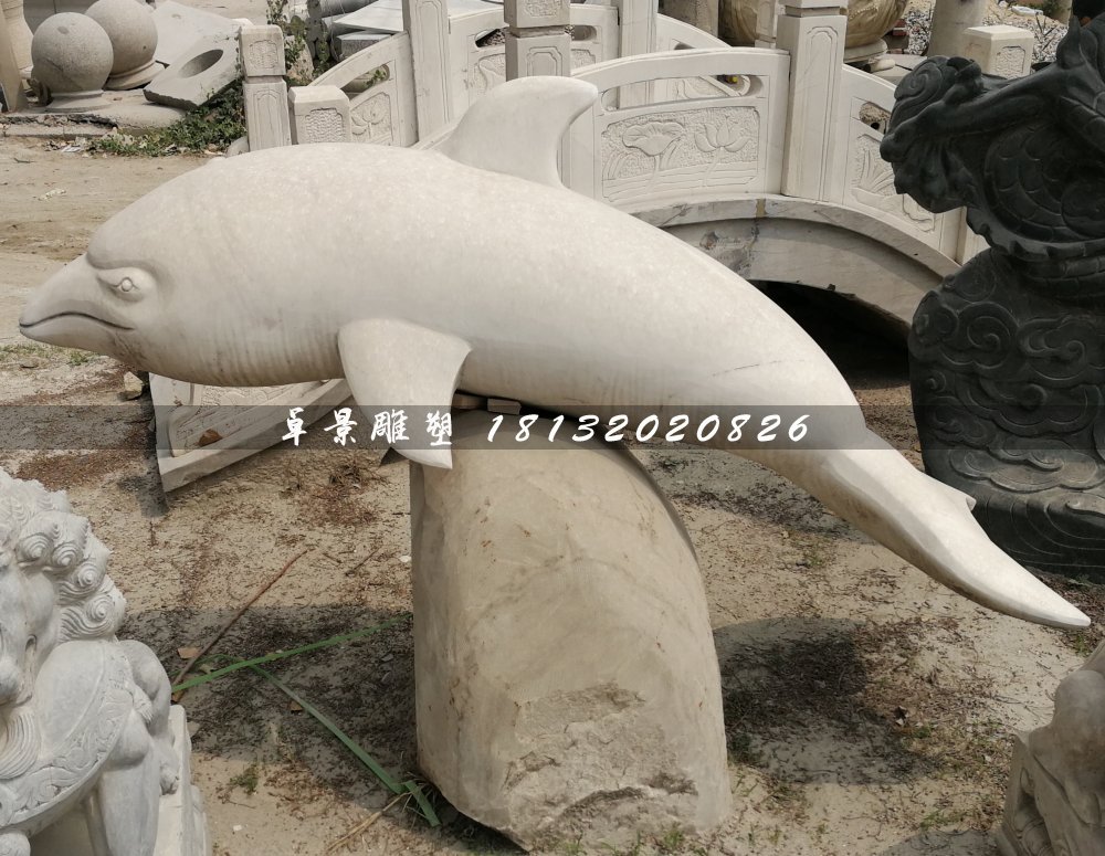 白海豚石雕，公園動(dòng)物石雕