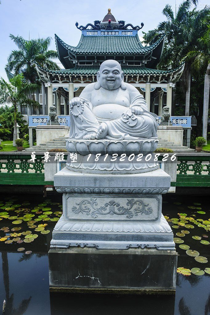 坐式彌勒佛雕塑，大理石佛像雕塑 (2)