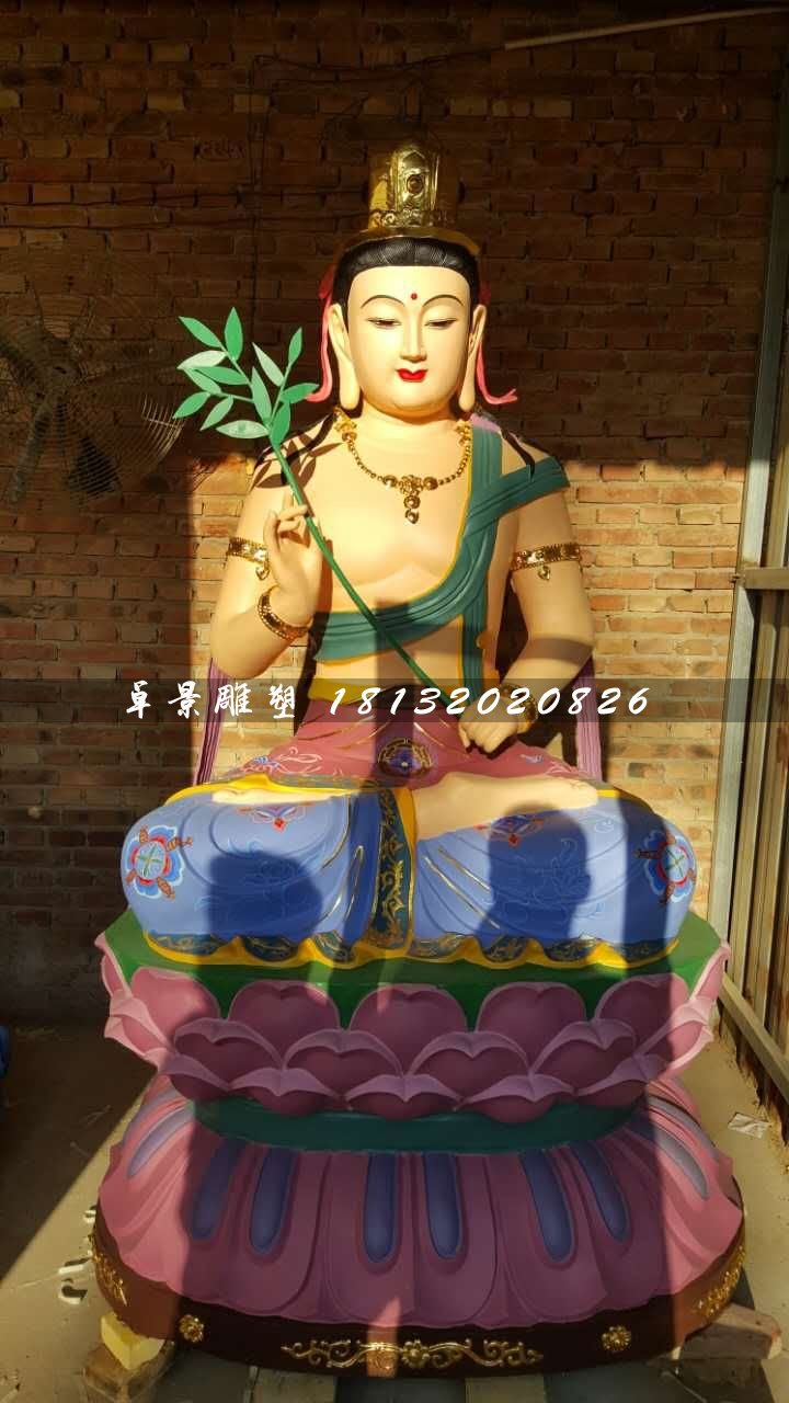 彩繪觀音雕塑，玻璃鋼佛像雕塑 (2)