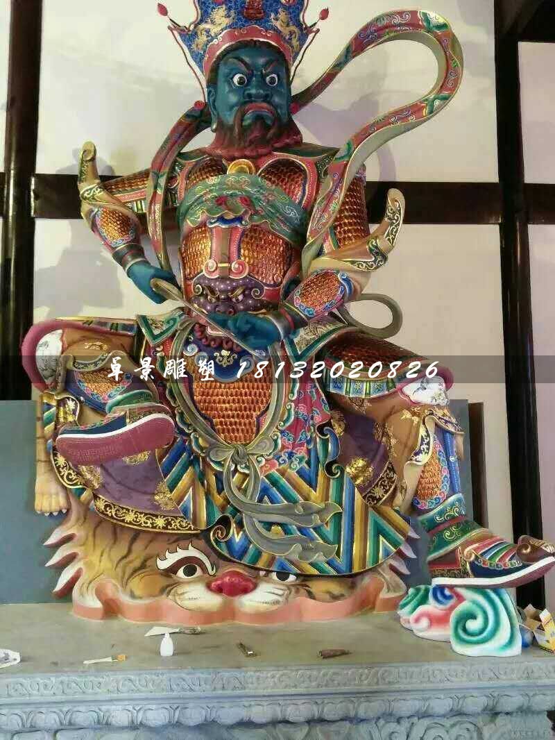 彩繪四大天王雕塑，玻璃鋼神仙雕塑 (4)