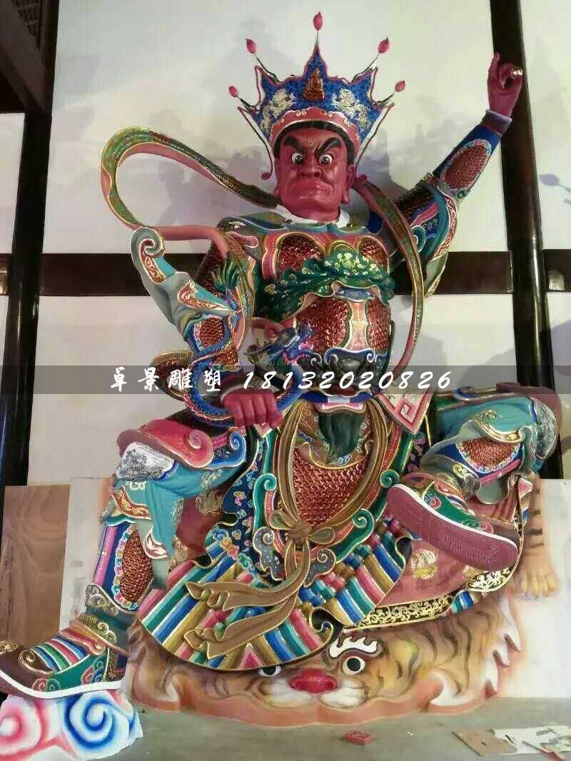 彩繪四大天王雕塑，玻璃鋼神仙雕塑 (2)