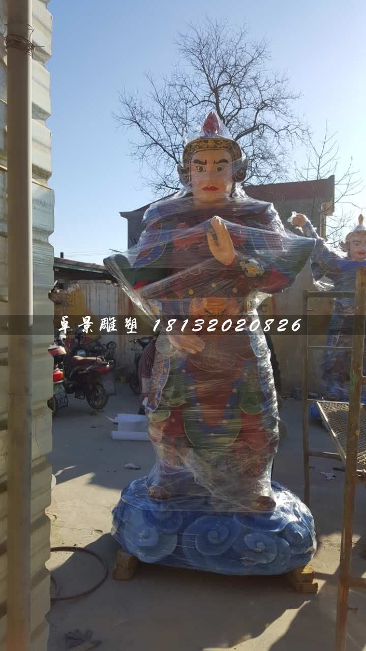 彩繪韋陀雕塑，玻璃鋼神仙雕塑