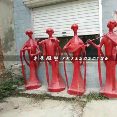 吹拉彈唱雕塑，玻璃鋼抽象人物
