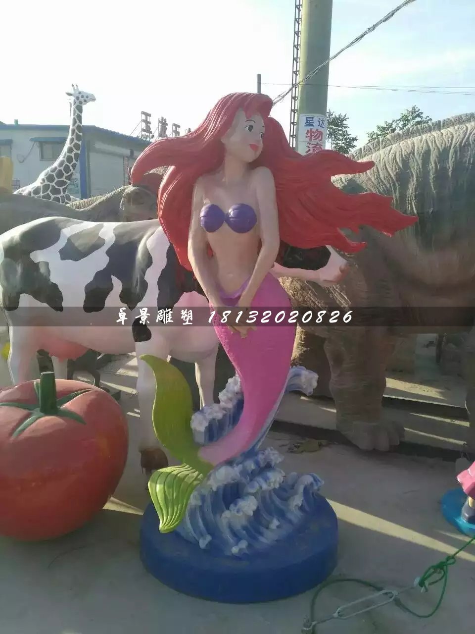 美人魚雕塑，玻璃鋼卡通雕塑