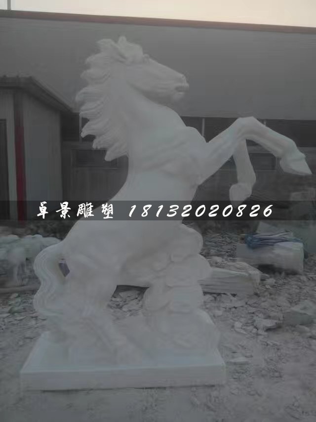 馬踏祥云石雕，漢白玉石雕馬 (3)